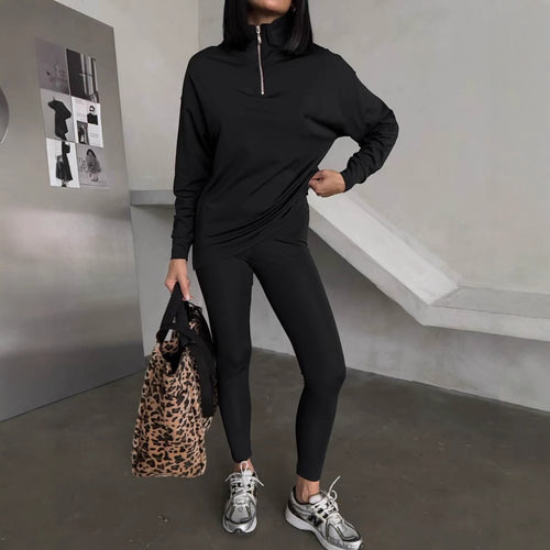 Damen Sportlicher Hoodie mit Stehkragen R&B