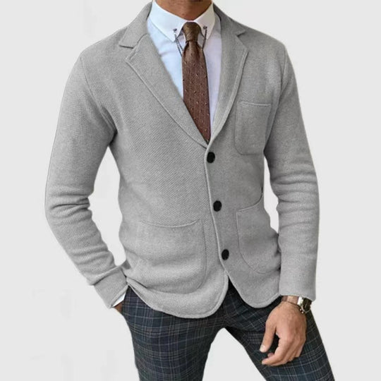 Herren Strickblazer mit Knopfleiste und praktischen Taschen R&B
