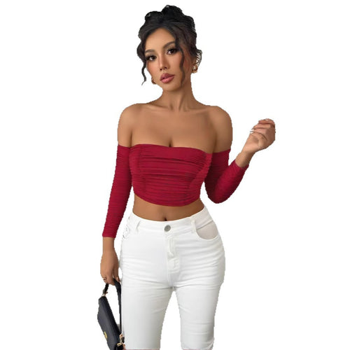 Damen Top mit schulterfreiem Design und raffinierter Raffung R&B