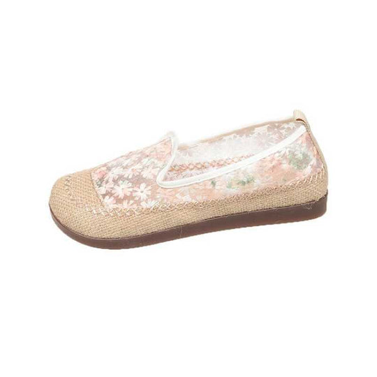 Damen Slip-On Ballerinas mit floraler Transparenz und rutschfester Sohle R&B