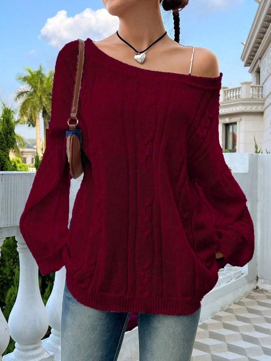 Damen Strickpullover mit asynchronem Schnitt und lockerem Fall R&B
