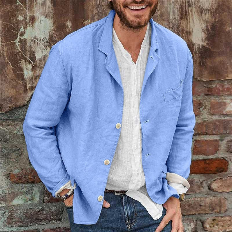 Herren Leichte Leinenjacke mit lässigem Schnitt und praktischen Taschen
