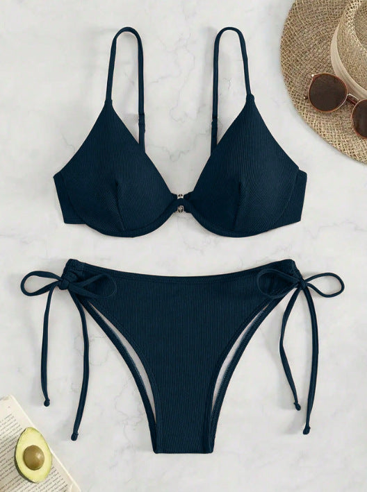 Damen Triangel-Bikini mit verstellbaren Trägern und Seitenschnürungen R&B