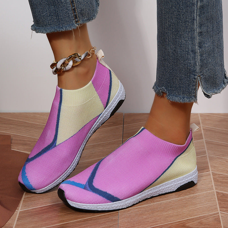 Damen Slip-On Sneakers mit atmungsaktiver Strick-Oberfläche und rutschfester Sohle R&B