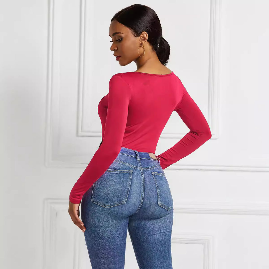 Damen Eleganter Langarmbody aus angenehmem Stretchmaterial R&B
