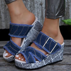 Damen Wedge-Sandalen mit modischen Riemen und auffälligem Plateau R&B