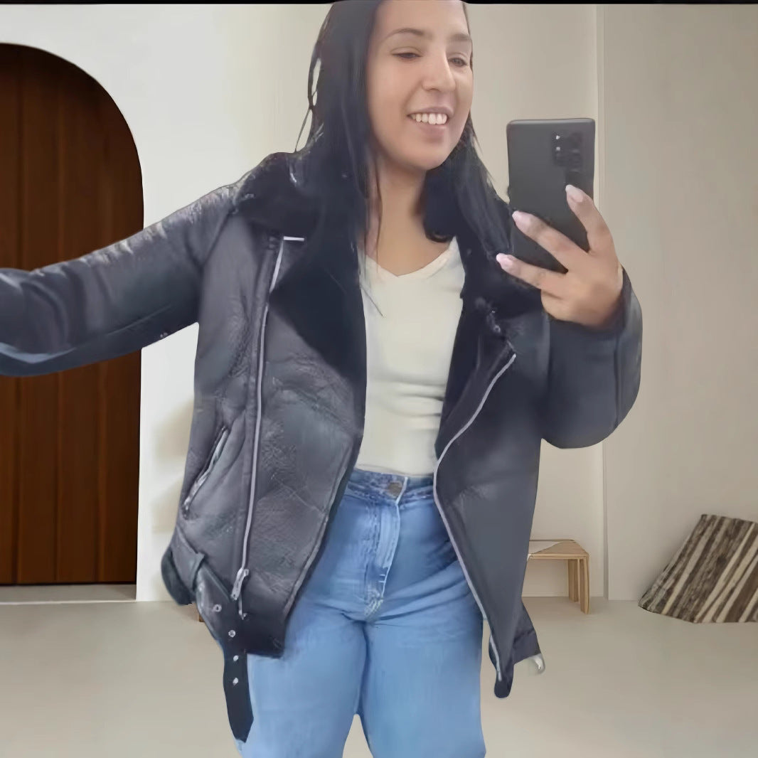 Damen trendige und funktionale Oversize-Jacke mit abnehmbarer Kapuze R&B