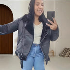 Damen trendige und funktionale Oversize-Jacke mit abnehmbarer Kapuze R&B