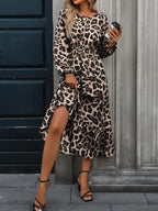 Damen Maxikleid mit tierischem Muster und fließendem Schnitt R&B