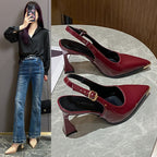 Damen Slingback Pumps mit spitzem Zehenbereich und elegantem Blockabsatz R&B