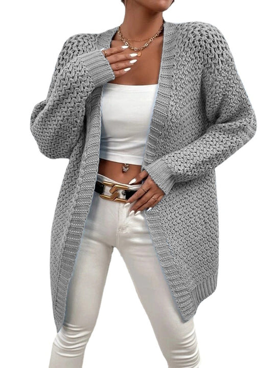 Damen Strickjacke mit luftiger Lochmusterung und lässigem Design R&B