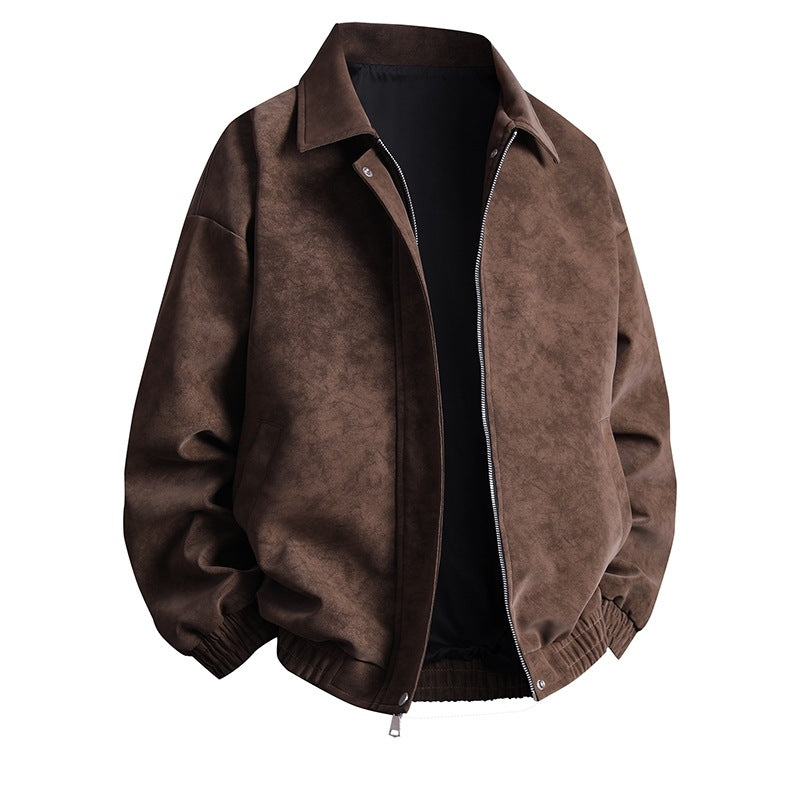 Herren Kunstleder-Bomberjacke mit lässigem Schnitt und praktischen Taschen R&B