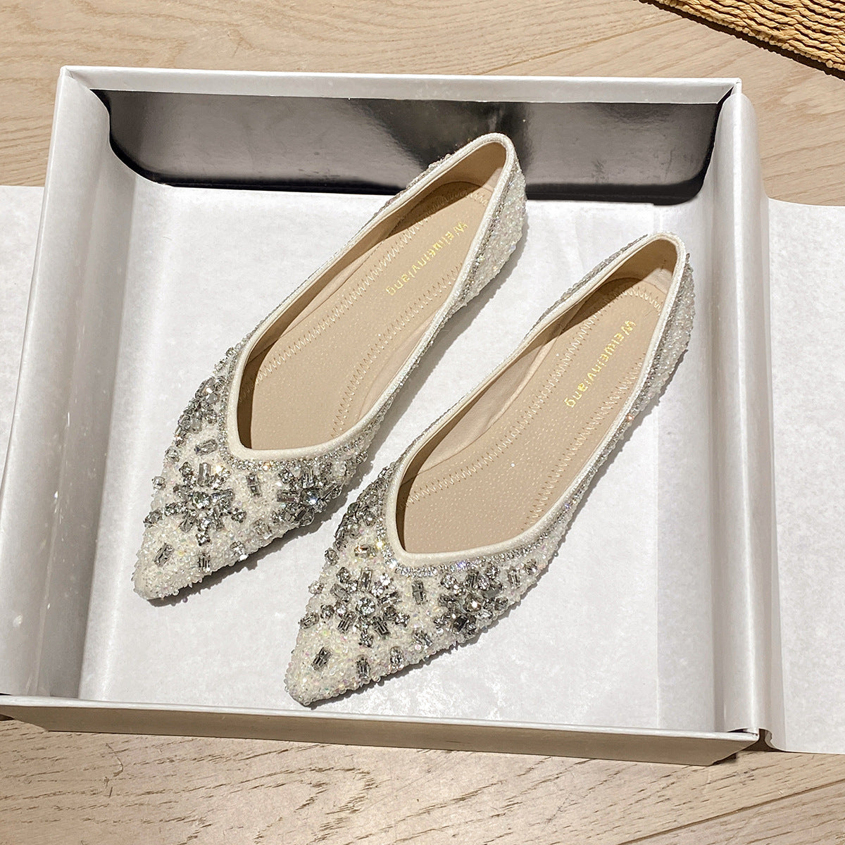 Damen Ballerinas mit funkelnder Strassverzierung und elegantem Obermaterial