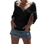 Damen Lässiger Strickpullover mit tiefem V-Ausschnitt und oversize Schnitt R&B