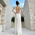 Damen Luxuriöses Chiffon-Maxikleid mit raffinierten Kettendetails und innovativem Schnitt R&B