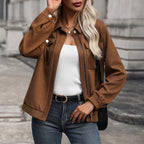 Damen moderner Utility-Jacke mit strukturiertem Obermaterial und praktischen Taschen