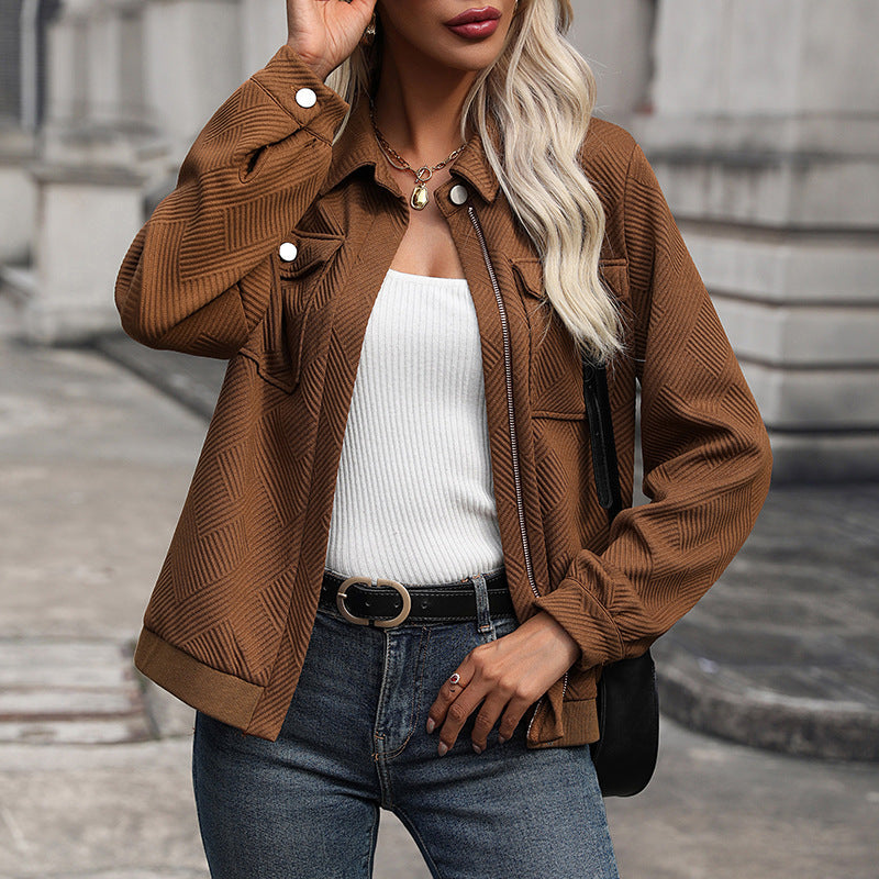Damen moderner Utility-Jacke mit strukturiertem Obermaterial und praktischen Taschen