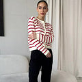 Damen gestreifter Cardigan mit Knopfdetails und vielseitiger Passform