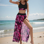 Damen Strandkleid mit modischem Hochschnitt und funktionalem Wickel-Design R&B