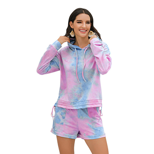 Damen lässiges Freizeit Set mit Kapuzenpullover und Shorts R&B