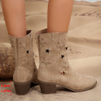Damen Stiefeletten mit modischem Sternenmuster und komfortablem Blockabsatz R&B