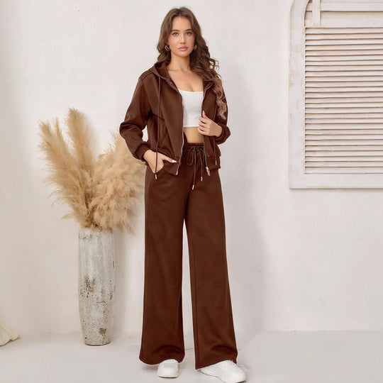 Damen sportliches Komplettset im Relaxed Fit mit Kapuze und elastischem Bund R&B