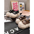 Damen Sportliche Veloursleder Sneaker mit verstellbarem Klettverschluss R&B