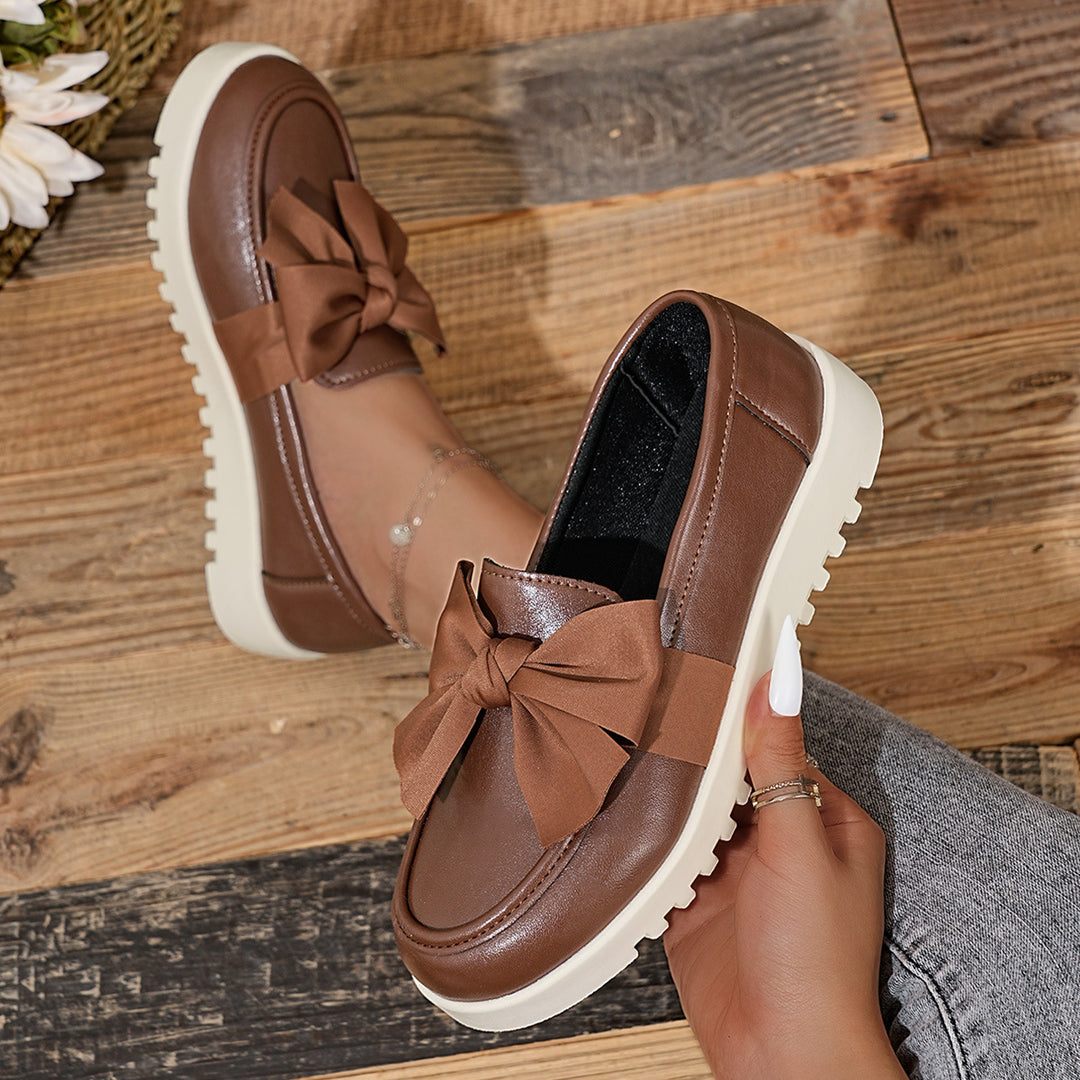 Damen Loafers mit dekorativem Schleifen-Design und rutschfester Sohle R&B