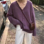 Damen Flauschiger Strickcardigan mit Knopfleiste und weitem Schnitt