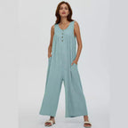 Damen Freizeit-Overall mit tiefem Ausschnitt und praktischen Taschen R&B
