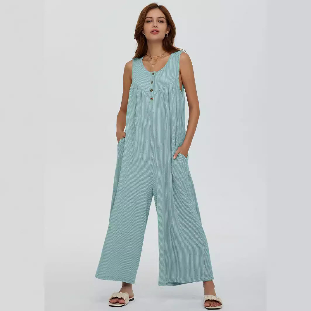 Damen Freizeit-Overall mit tiefem Ausschnitt und praktischen Taschen R&B