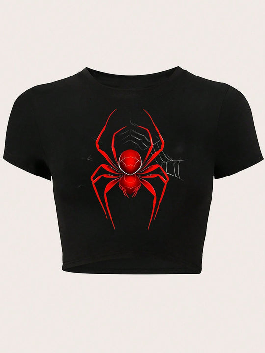 Damen Crop-T-Shirt mit kreativem Telefon-Design R&B