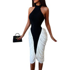Damen figurbetontes Midi-Kleid mit asymmetrischem Design R&B