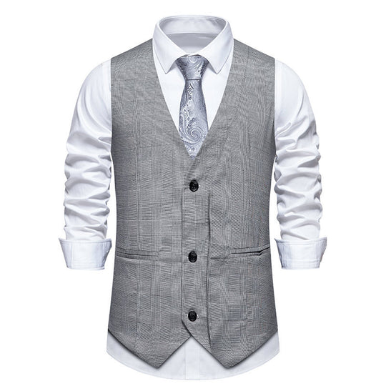 Herren elegante Anzugweste mit klassischem Herringbone-Muster und praktischen Taschen R&B