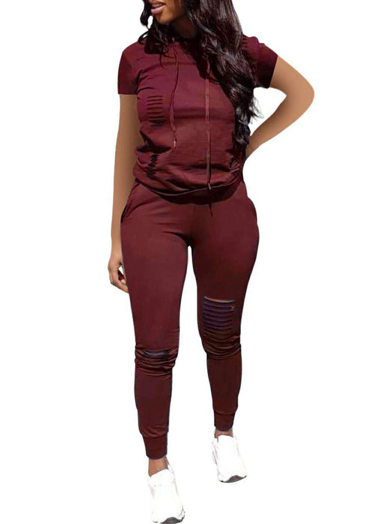 Damen Sportliches Jogginganzug-Set mit cropped Oberteil und hoch taillierten Hosen R&B