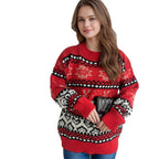 Damen festlicher Strickpullover mit weihnachtlichem Rentier-Motiv und detailreicher Musterung R&B