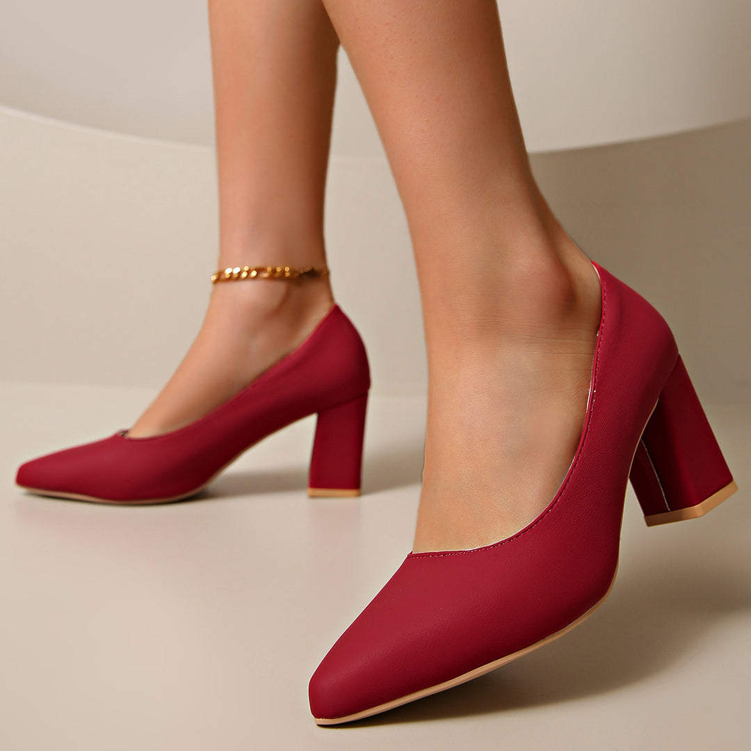 Damen Elegante Pumps mit modischem Blockabsatz und spitzem Design R&B