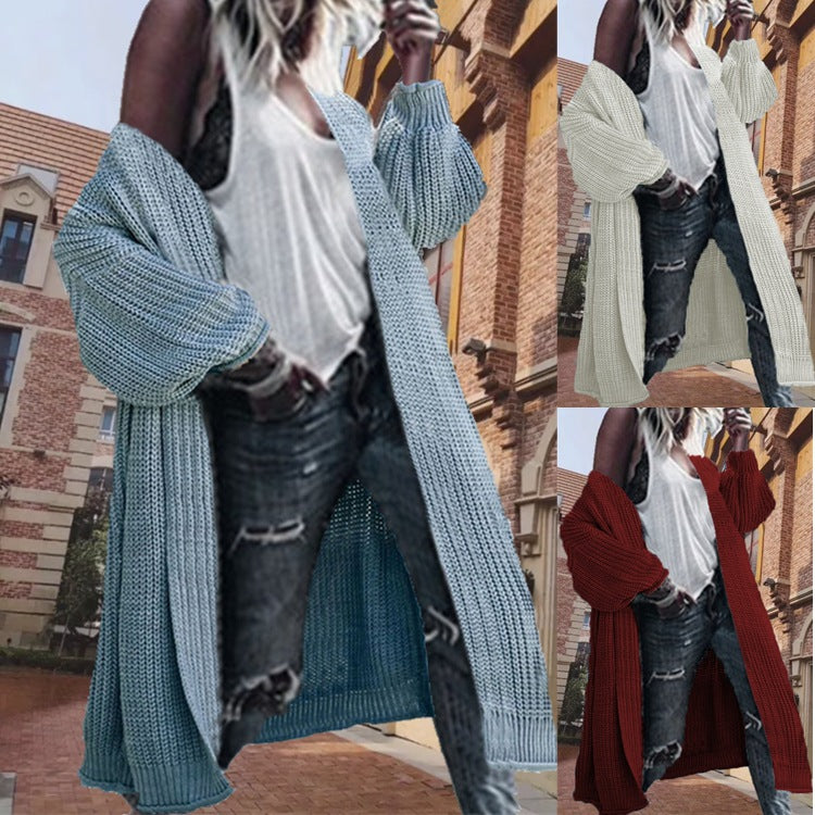 Damen Grobstrickjacke mit weit geschnittenen Ärmeln und offenen Vorderseite