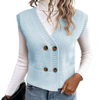 Damen Strickweste mit doppelter Knopfleiste und stylischem V-Ausschnitt R&B
