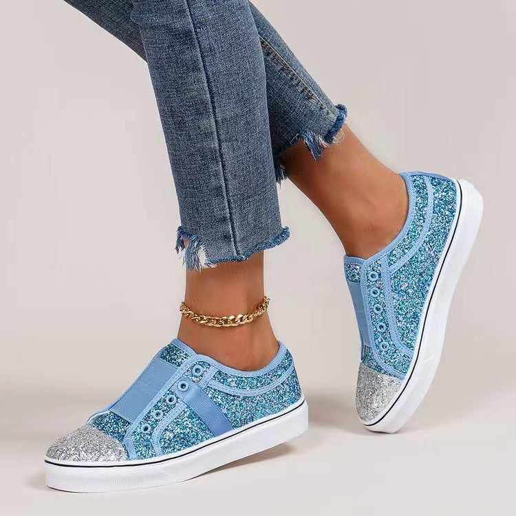 Damen Glitzernde Sneaker mit elastischem Fersenriemen und modischem Design R&B