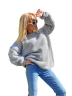 Damen luftiger Strickpullover mit lockerer Passform und voluminösen Ärmeln R&B