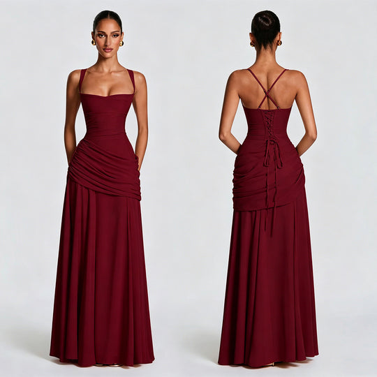 Damen Elegantes, schulterfreies Abendkleid mit raffinierten Drapierungen und fließendem Schnitt R&B