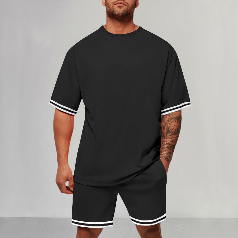 Herren Sportliches Kurzarm-Set mit Kontrastdetails R&B
