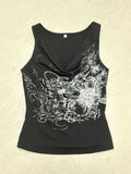 Damen ärmelloses Crossover-Top mit floralem Design R&B