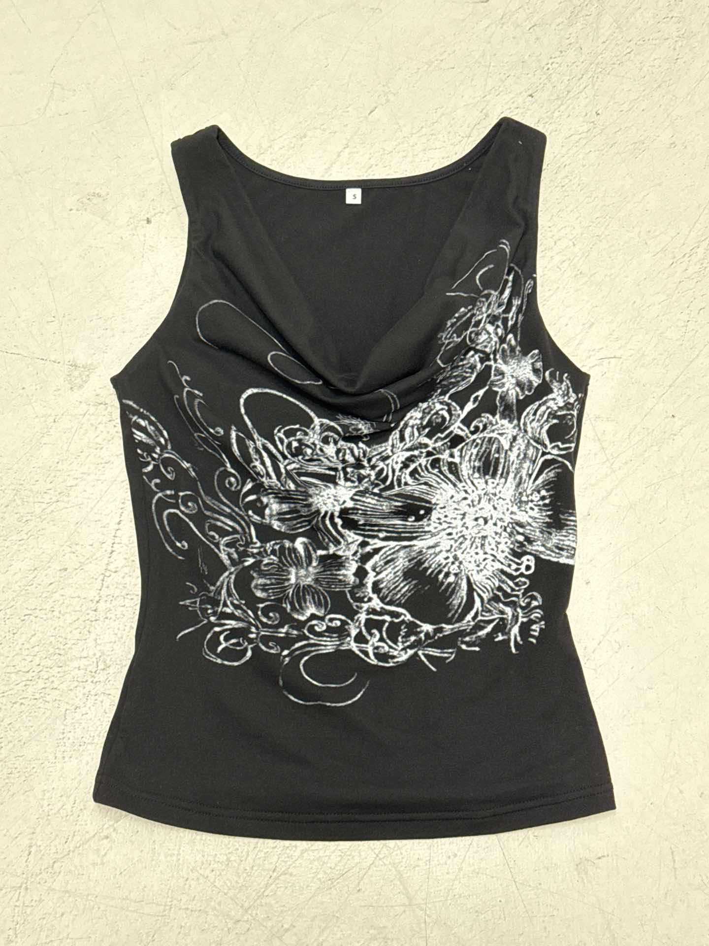 Damen ärmelloses Crossover-Top mit floralem Design R&B