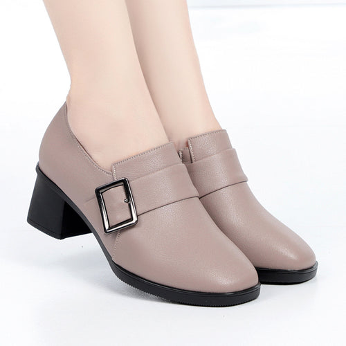 Damen elegante Stiefeletten mit modischem Riemen und hochwertigem Blockabsatz R&B