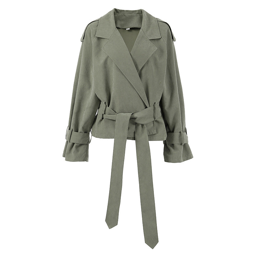 Damen Modische Oversized-Jacke mit Bindegürtel und raffinierter Schnittführung R&B