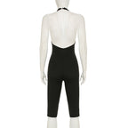 Damen körperbetonter Jumpsuit mit tiefem Rückenausschnitt und reinem Design R&B
