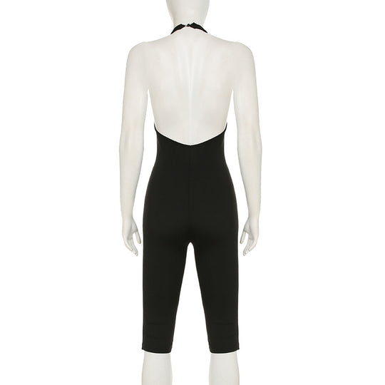 Damen körperbetonter Jumpsuit mit tiefem Rückenausschnitt und reinem Design R&B