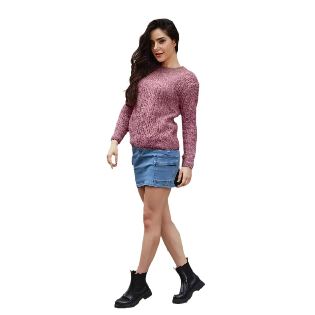 Damen Knit Pullover mit strukturiertem Gewebe und lässigem Schnitt R&B